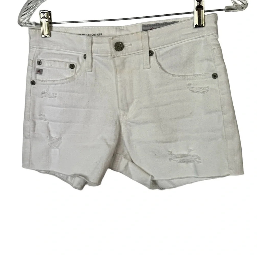 AG Adriano Goldschmied Hailey Cutoff Ex-Boyfriend White Denim Jean Shorts 23 NWT